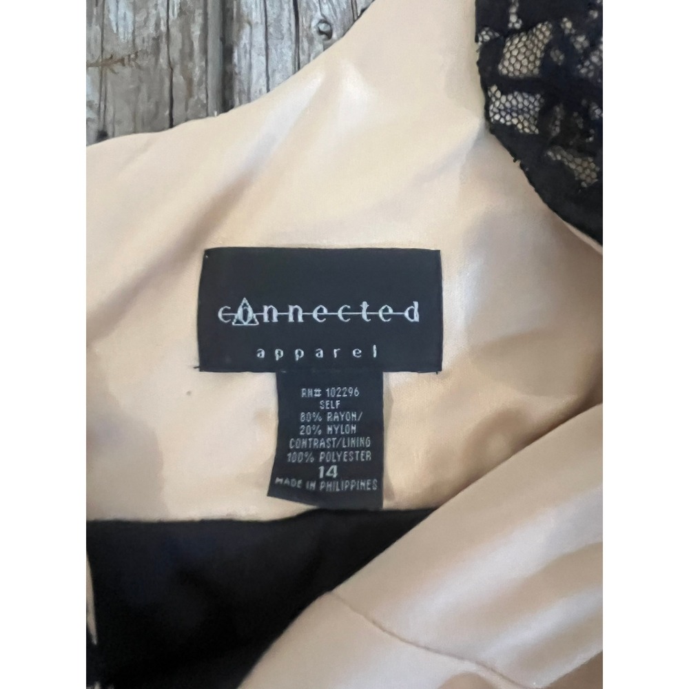 Connected Apparel Womens Black Lace V-Neck Cocktail Dress Size 14 Empire Waist - Picture 3 of 5